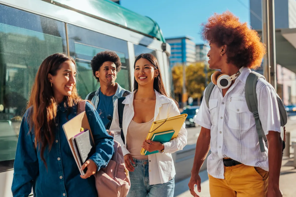 Students walking together with their books